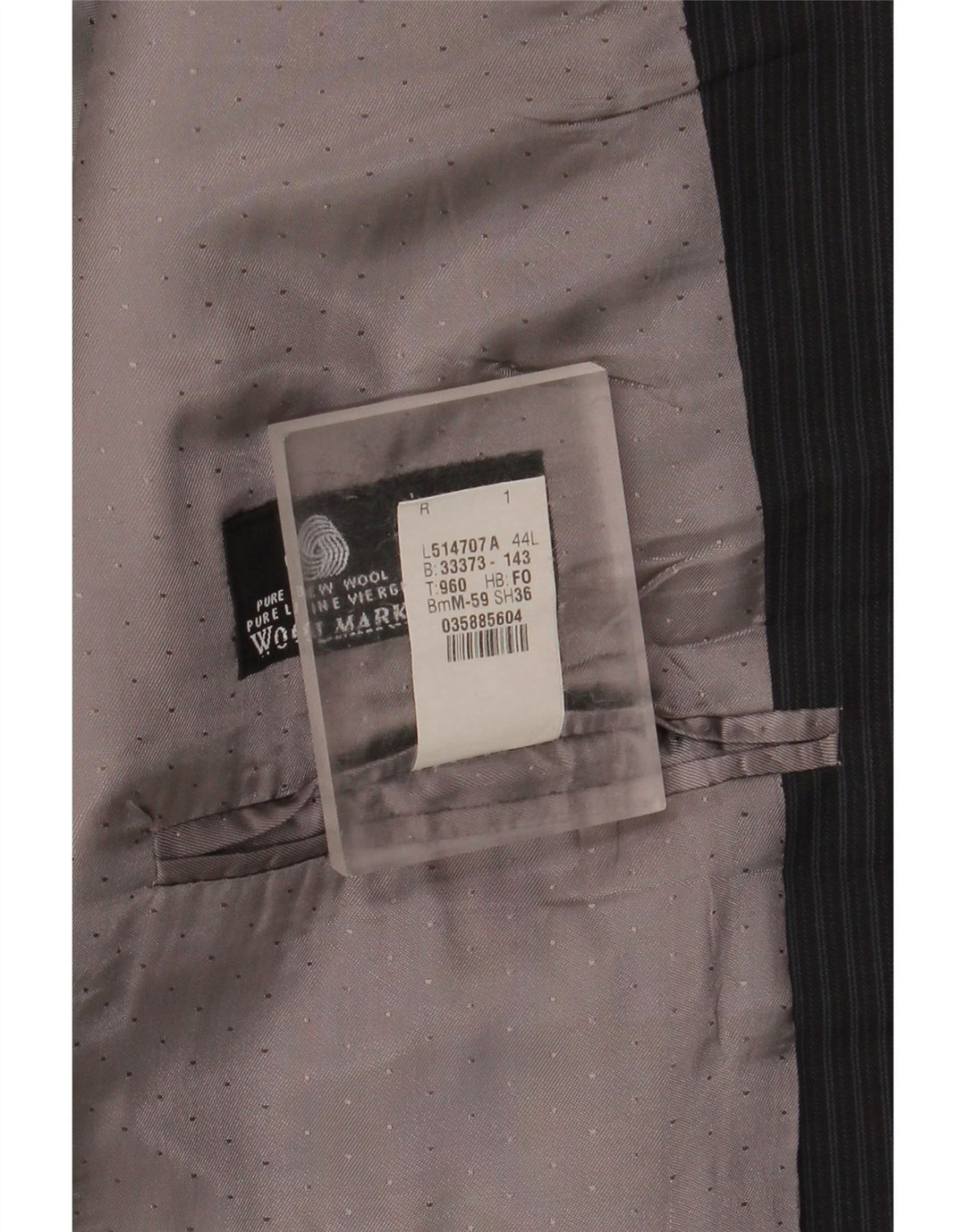 Calvin Klein Veste blazer longue pour homme UK 44 2XL Noir à fines rayures en laine vierge