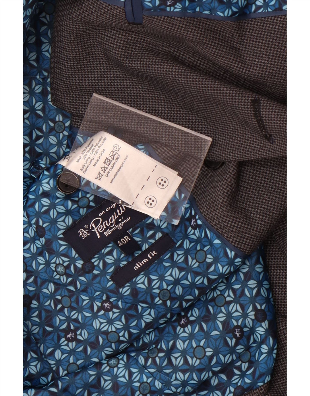 Penguin Veste blazer double boutonnage pour homme UK 40 Grand pied-de-poule gris