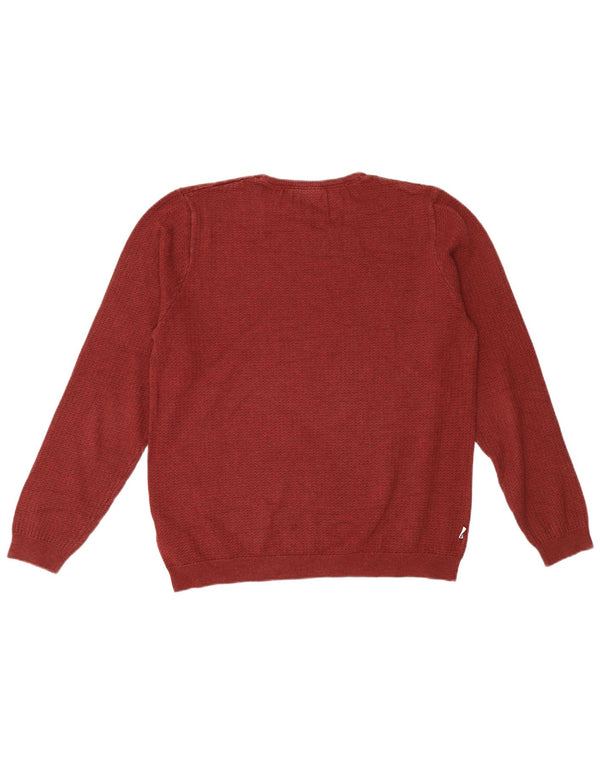 Fila Pull à col rond pour homme Large en coton bordeaux