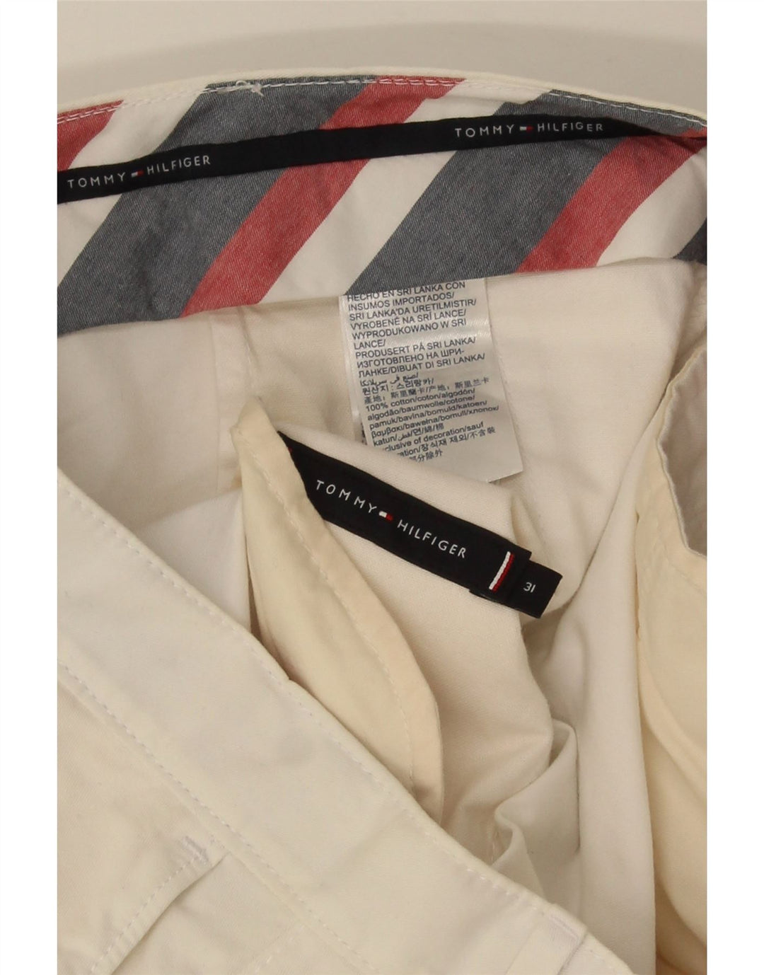 TOMMY HILFIGER Short Chino Homme W31 Coton Blanc Moyen