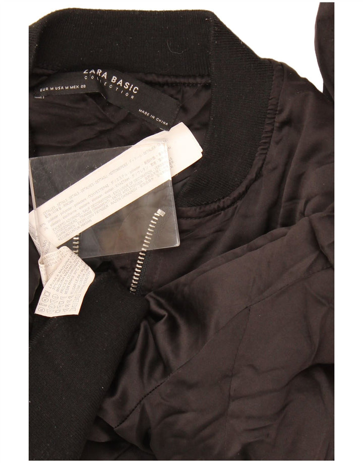 Zara Womens Bomber Jacket UK 14 Moyen Noir Polyester