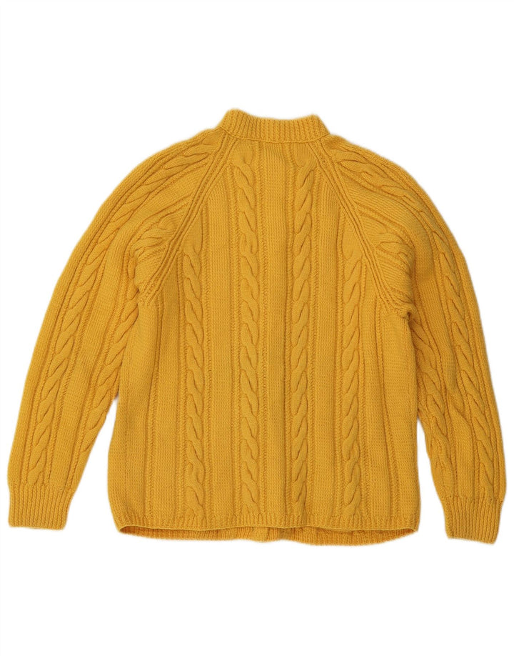 vintage Femme Cardigan Pull UK 14 Jaune Moyen