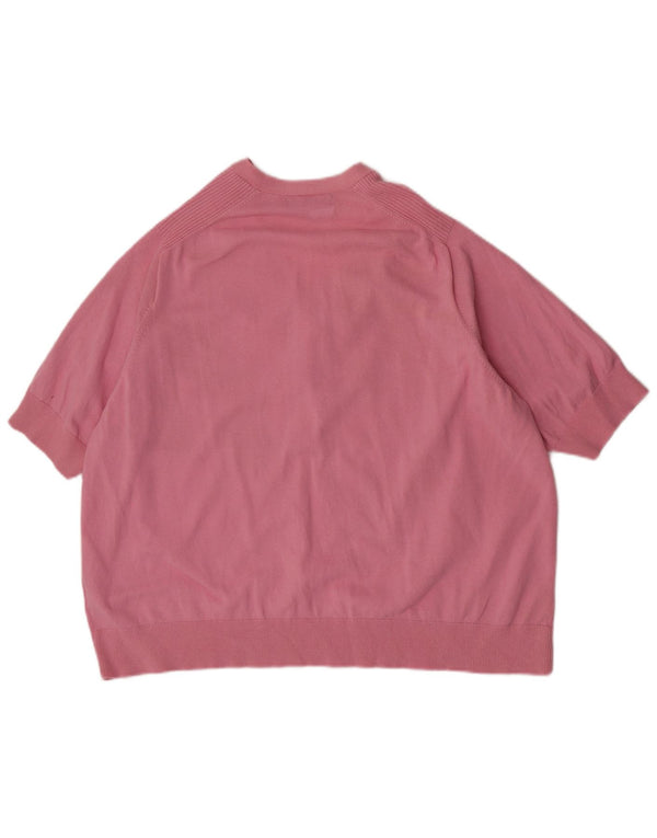Marks & Spencer Pull à manches courtes et col en V pour femme UK 18 XL Rose