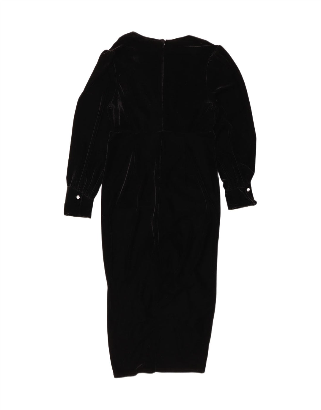 NEXT Robe moulante à manches longues en velours pour femme UK 42 Polyester noir moyen