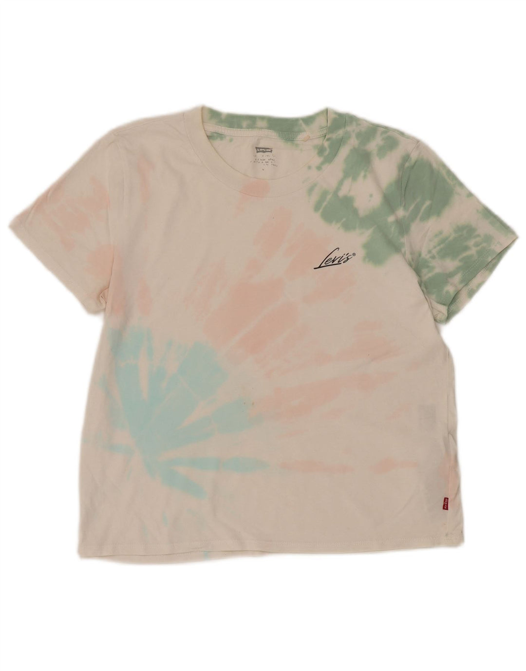 Levi's T-Shirt Femme UK 44 Coton Tie Dye Blanc Moyen