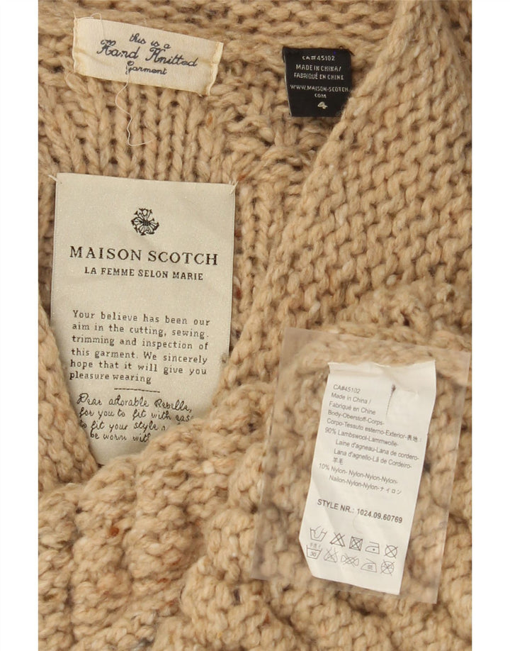 MAISON SCOTCH Cardigan tricoté à la main pour femme US 4 Small Beige