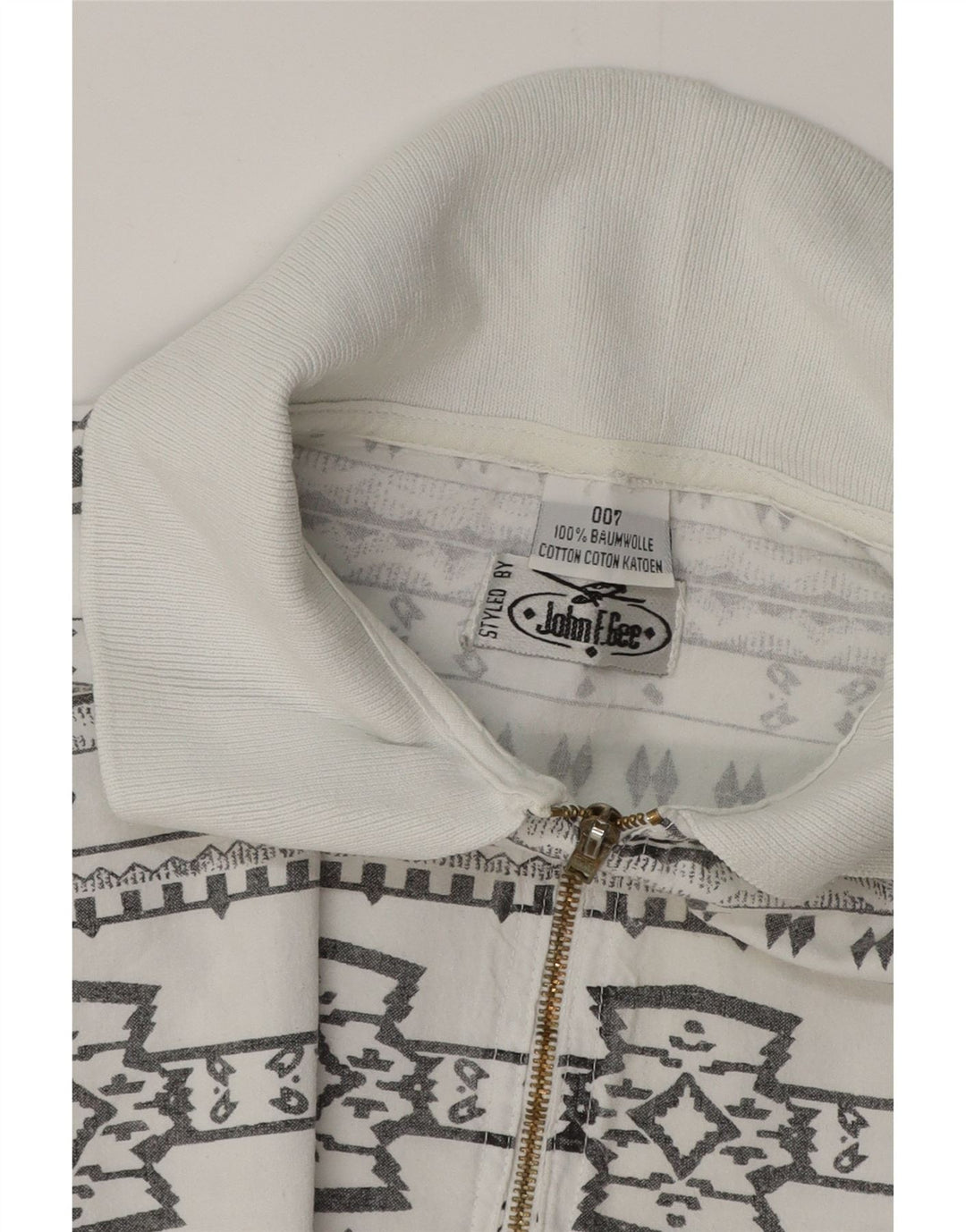 JOHN F GEE Chemise pull à manches courtes pour hommes 2XL coton géométrique blanc