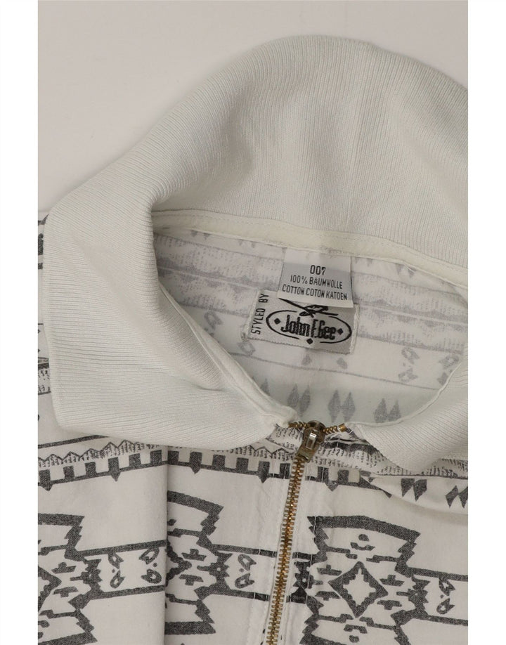 JOHN F GEE Chemise pull à manches courtes pour hommes 2XL coton géométrique blanc