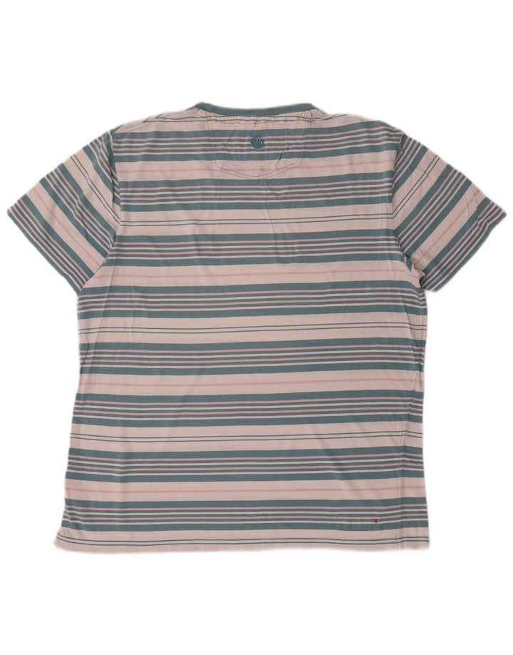 Fat Face T-Shirt Homme Bleu Moyen Rayé Coton
