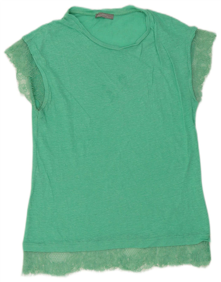 Zara T-Shirt Femme Top UK 10 Petit Vert