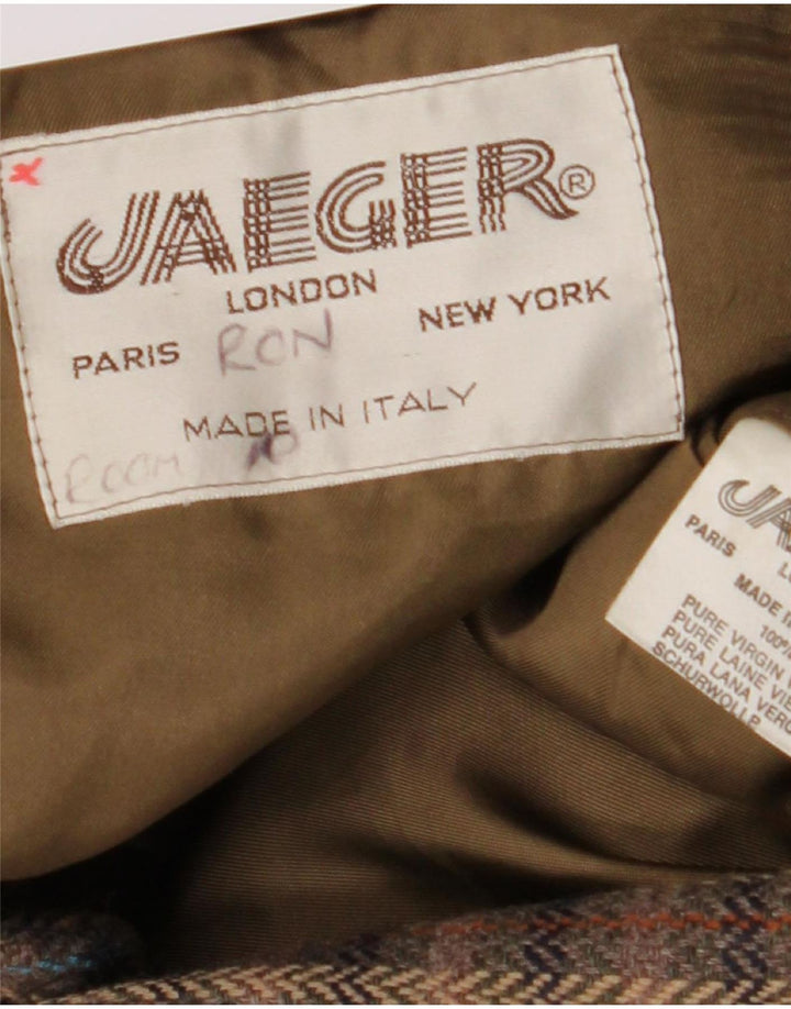 Jaeger Veste blazer à 2 boutons pour homme UK 38 Marron moyen à carreaux en laine vierge