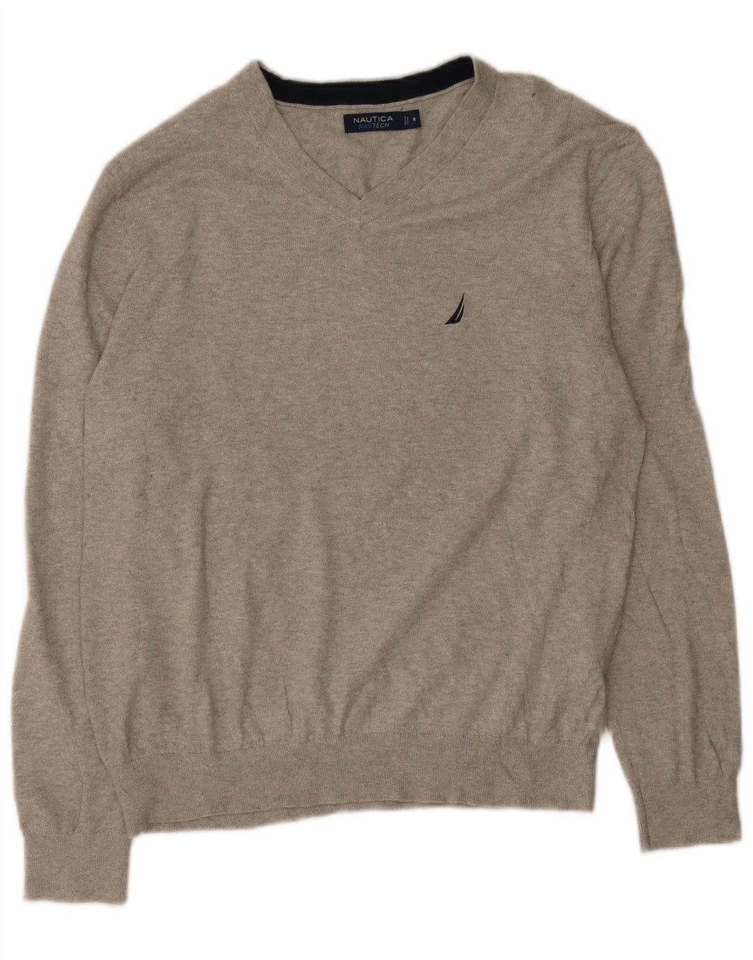 Nautica Pull Col V Homme Gris Moyen Coton