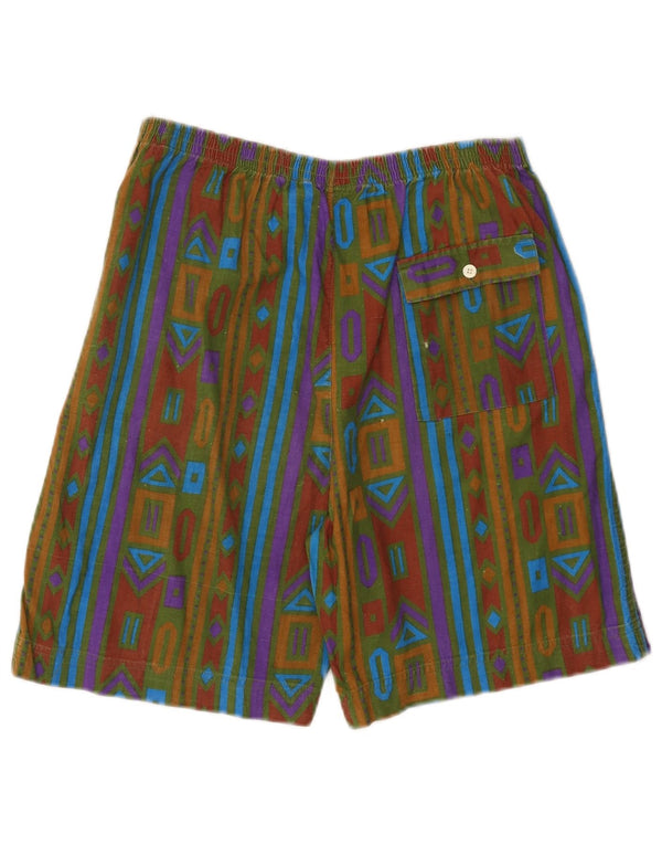 Short de bain homme vintage grand W34 plage en coton géométrique multicolore