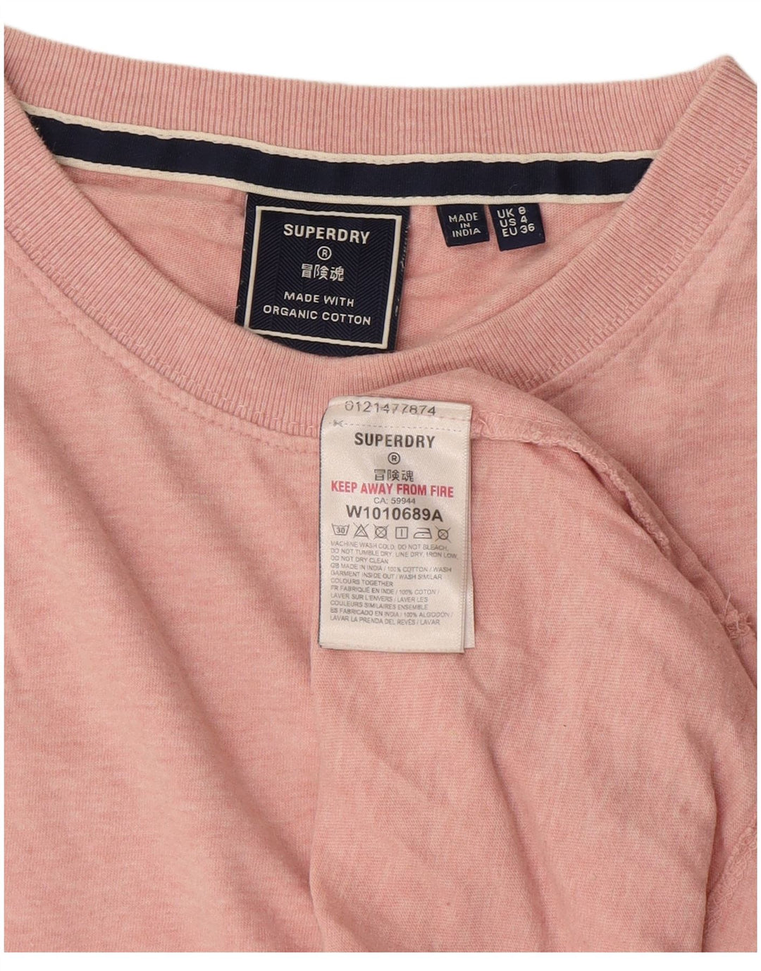 Superdry Femme T-Shirt Top UK 8 Petit Rose Coton