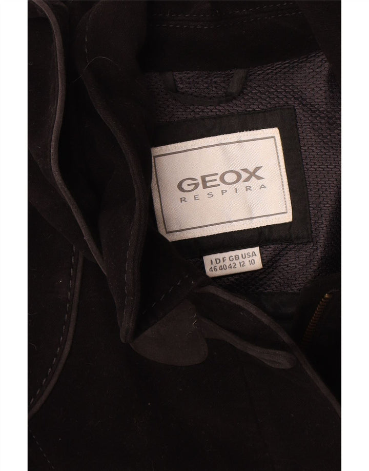GEOX Respira Duffle Coat Femme UK 12 Coton Noir Moyen