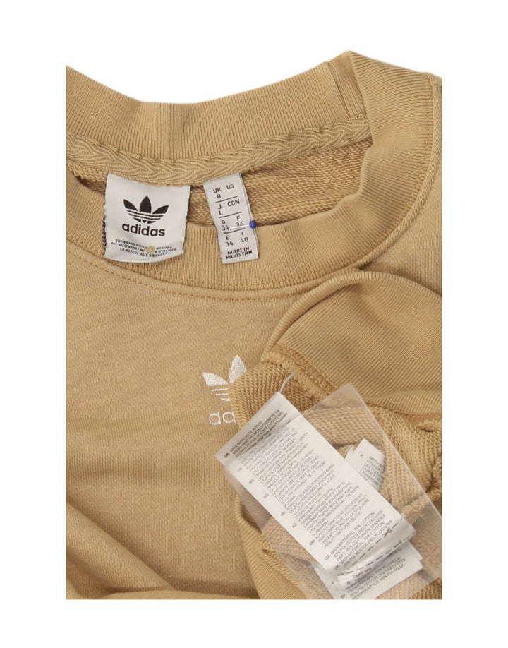 ADIDAS Sweat-shirt surdimensionné pour femme UK 8 Petit coton beige