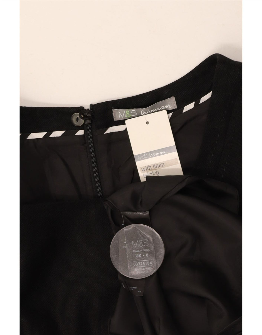 MARKS & SPENCER Robe fourreau pour femme UK 8 Petit Lin Noir