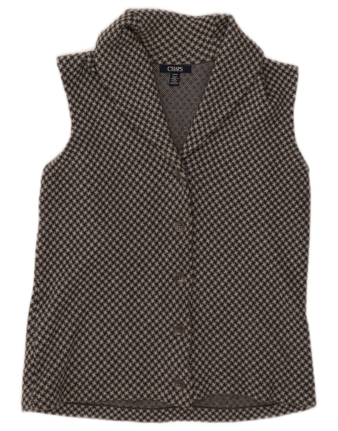 Chaps Cardigan sans manches pour femme en coton pied-de-poule gris moyen UK 44
