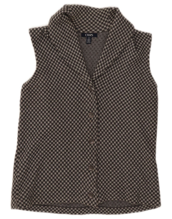 Chaps Cardigan sans manches pour femme en coton pied-de-poule gris moyen UK 44
