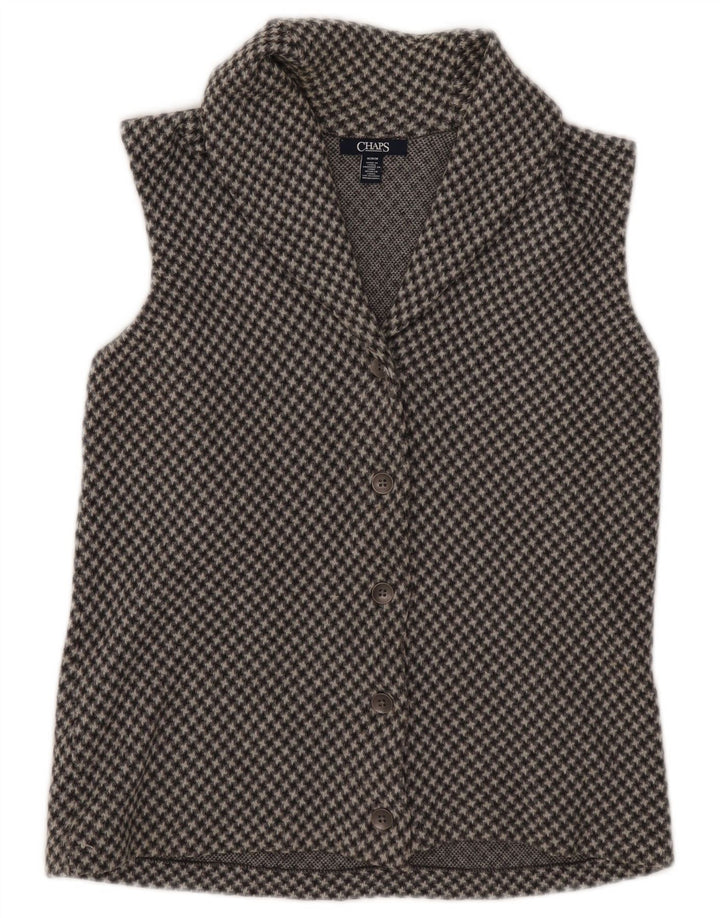 Chaps Cardigan sans manches pour femme en coton pied-de-poule gris moyen UK 44