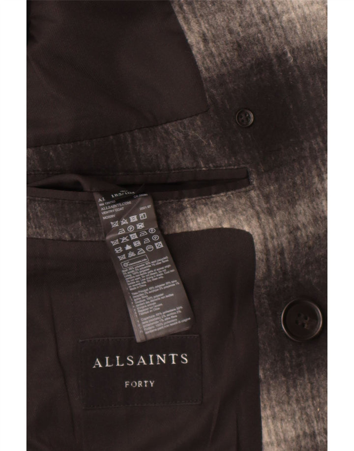 All Saints Manteau géométrique pour hommes UK 40 Grand Gris Plaid Classique
