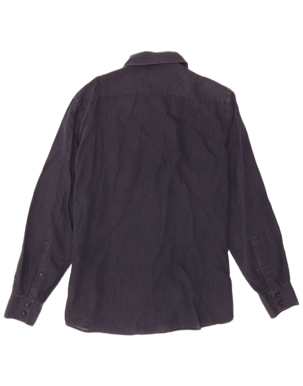 Trussardi Chemise Militaire Large Bleu Marine Lin