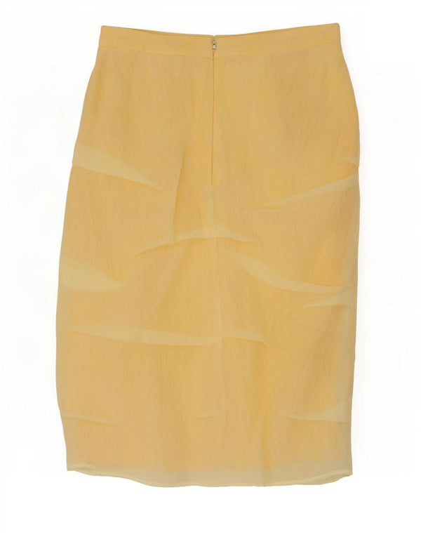 Zara Femme Jupe Midi Small W30 Jaune Polyamide