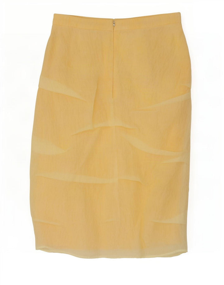 Zara Femme Jupe Midi Small W30 Jaune Polyamide