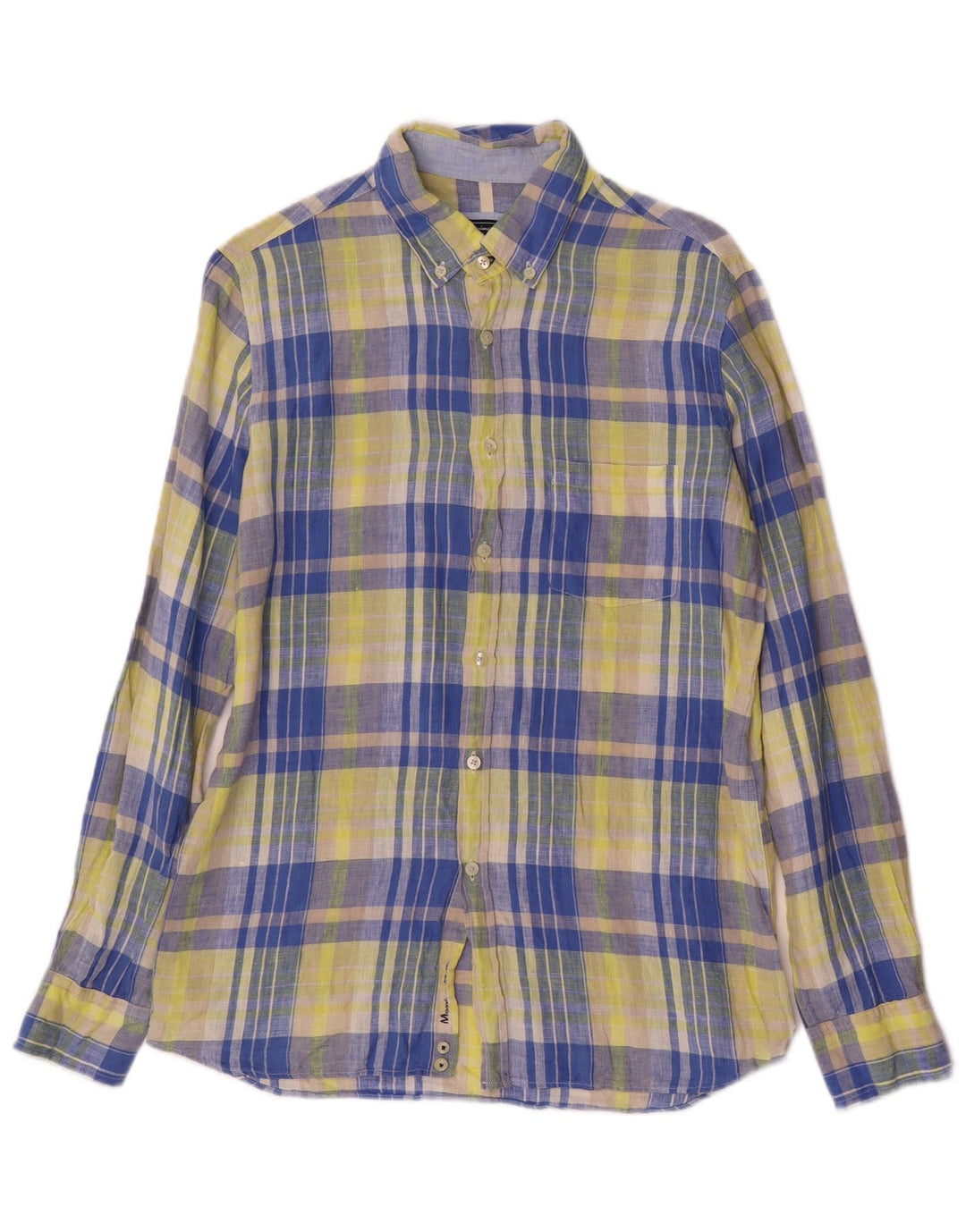 Massimo Dutti Chemise Garçon 13-14 Ans Lin à Carreaux Jaune