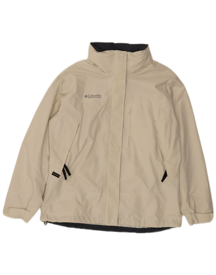 Columbia Veste de pluie surdimensionnée à capuche Omni-Tech pour femme UK 18 XL Beige