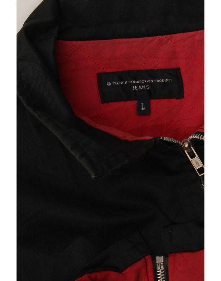 French Connection Veste Bomber Homme UK 40 Large Noir Coton