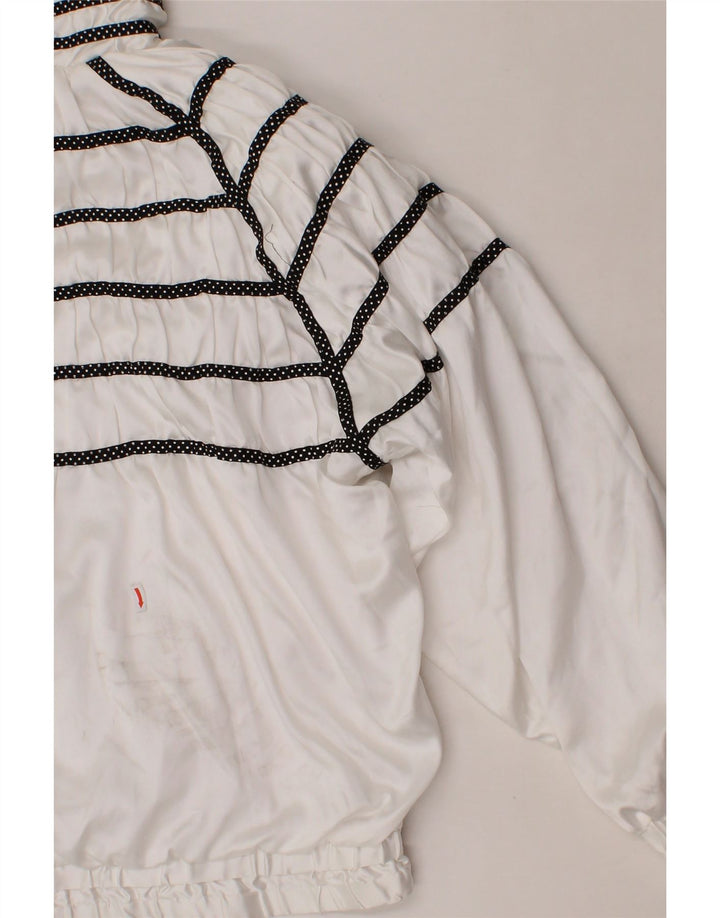 ELLESSE Womens Tracksuit Top Jacket UK 16 Large White Striped Polyester Vintage Ellesse and Second-Hand Ellesse from Messina Hembry 