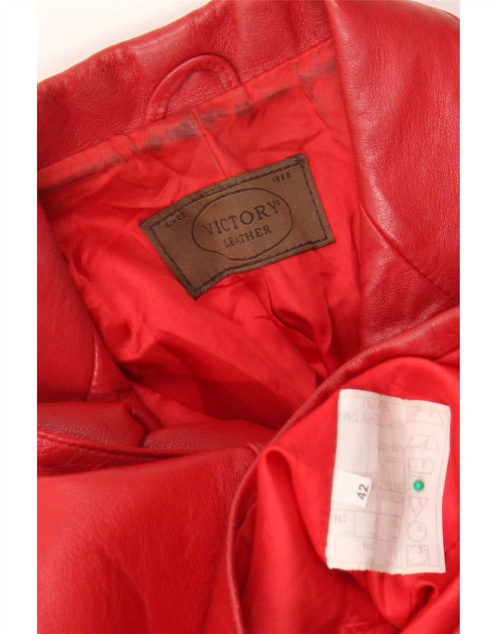 Victory Veste blazer en cuir à 3 boutons pour femme IT 42 Rouge moyen