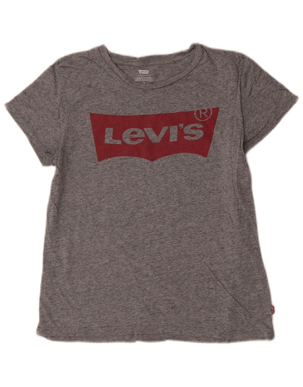 Levi's T-Shirt Graphique Femme UK 14 Gris Moyen Moucheté Coton