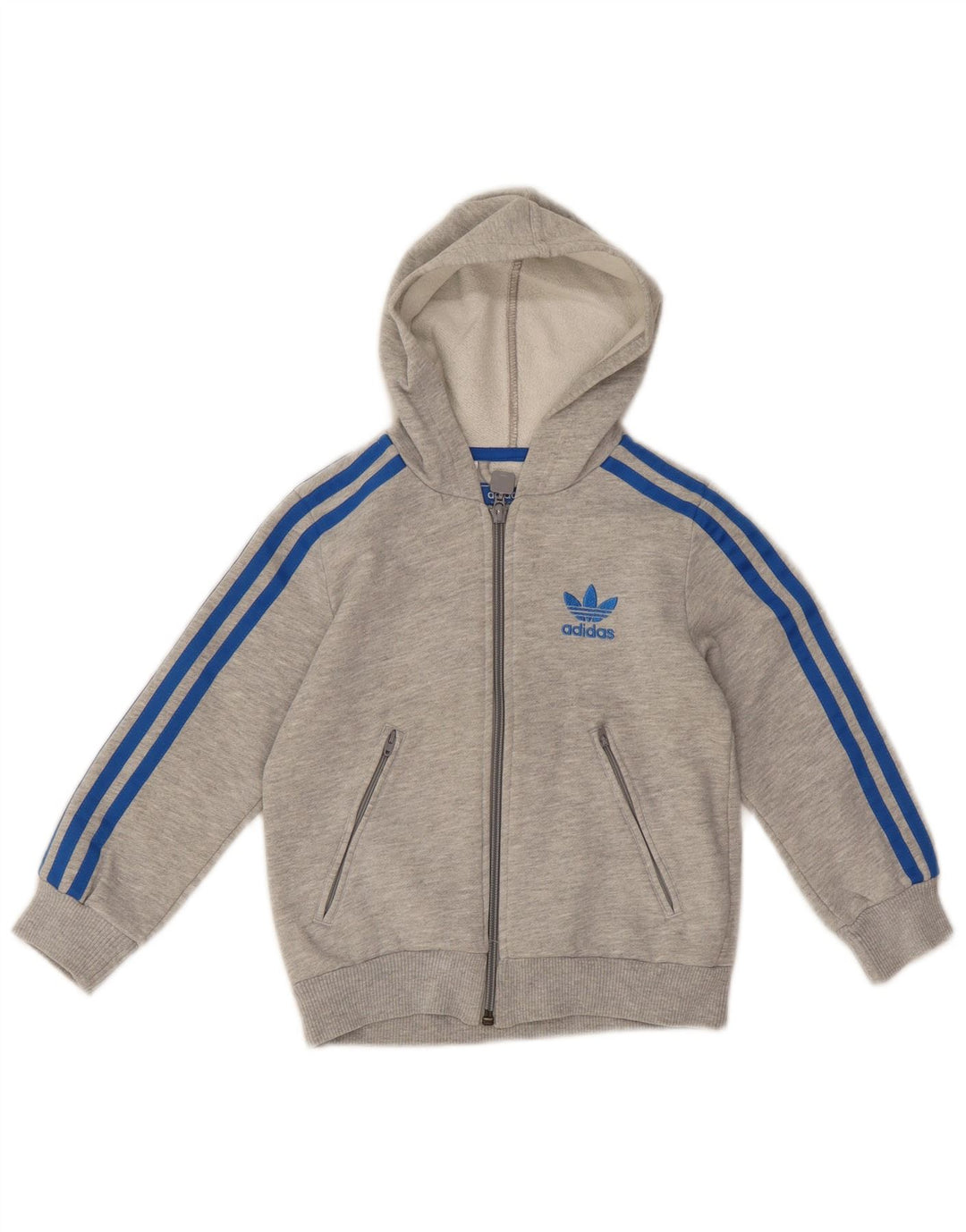 Adidas Pull à capuche zippé garçon 4-5 ans Gris Coton