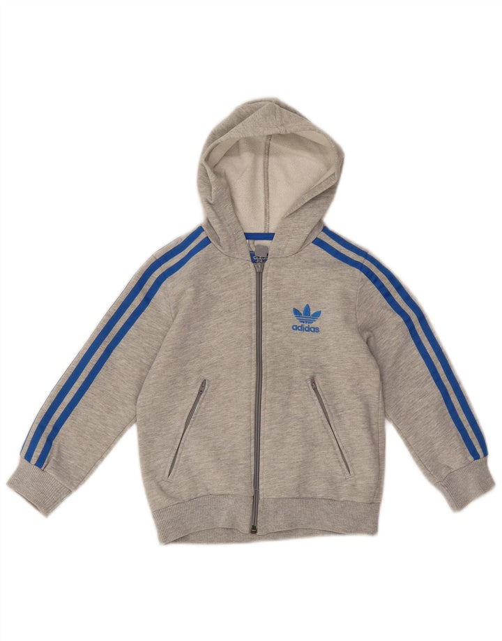 Adidas Pull à capuche zippé garçon 4-5 ans Gris Coton