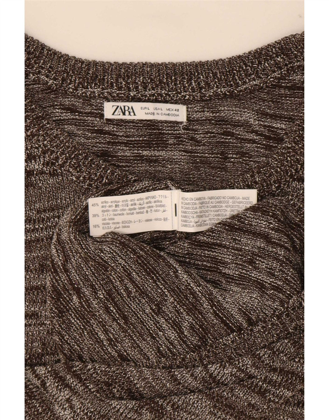 Zara Mens Vest Tank Top Large Gris Moucheté Acrylique