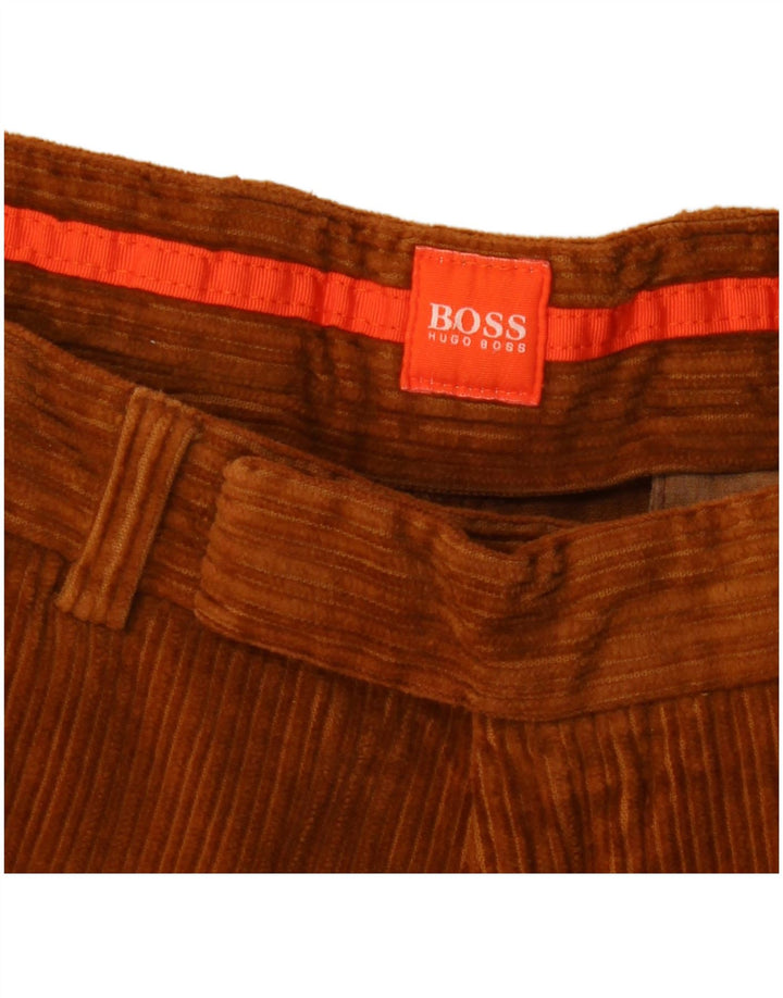 HUGO BOSS Pantalon bootcut en velours côtelé pour homme W34 L36 Marron