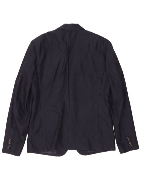 All Saints Veste blazer à 2 boutons pour homme UK 38 Bleu marine moyen Coton