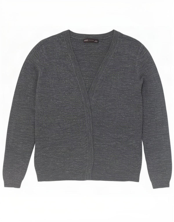 Marks & Spencer Womens Open Cardigan Sweater UK 10 Small Navy Blue Flecked
