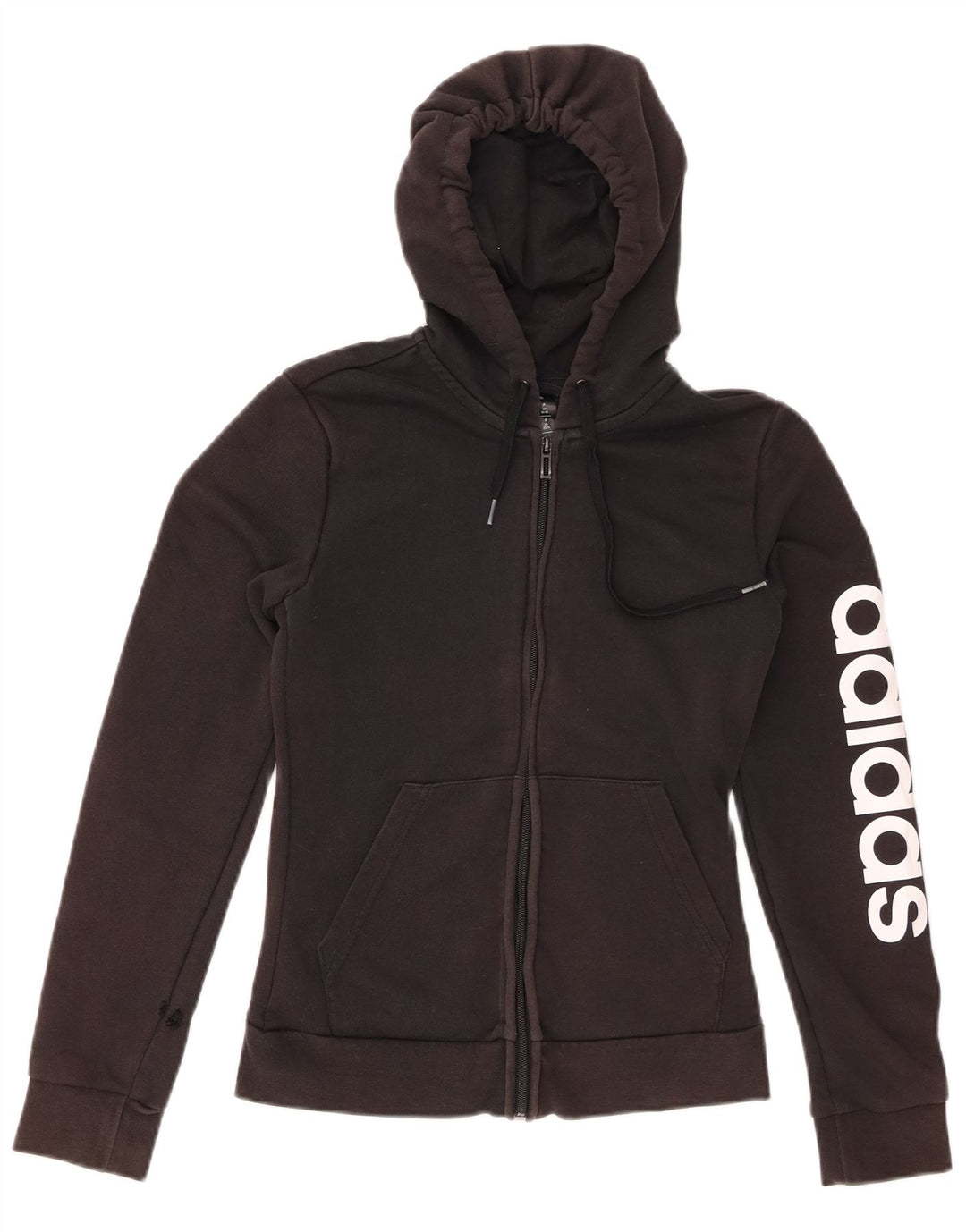 ADIDAS Pull à capuche zippé graphique pour femme UK 4/6 XS Noir