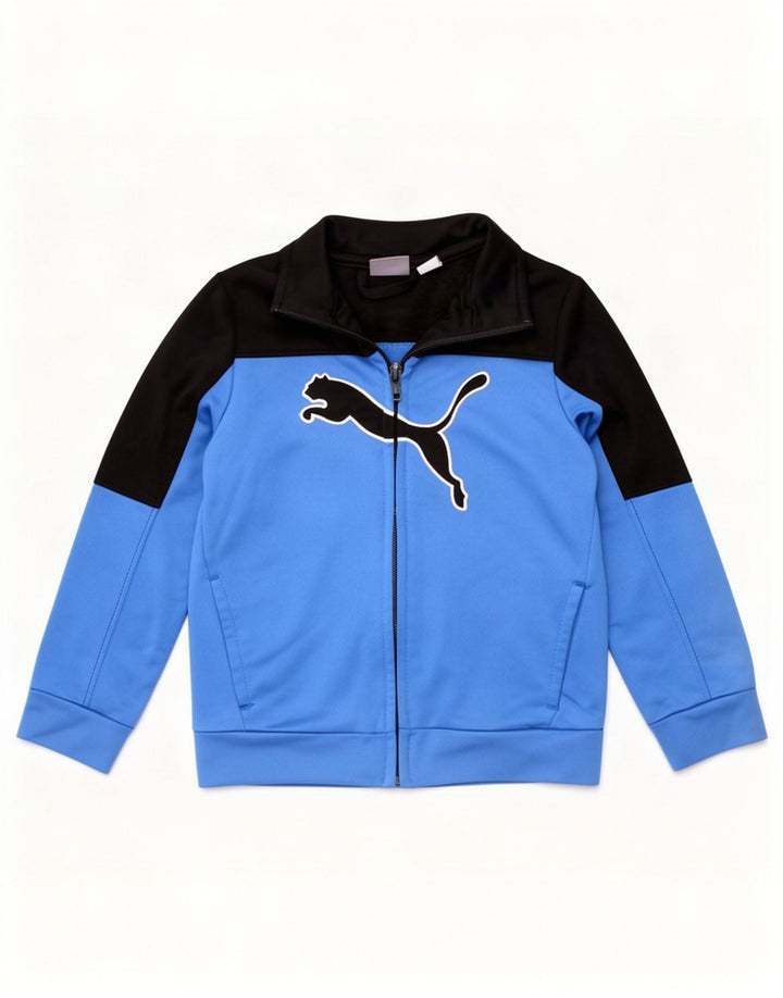 Puma Veste de survêtement graphique pour garçon 2-3 ans Bleu Colorblock Polyester