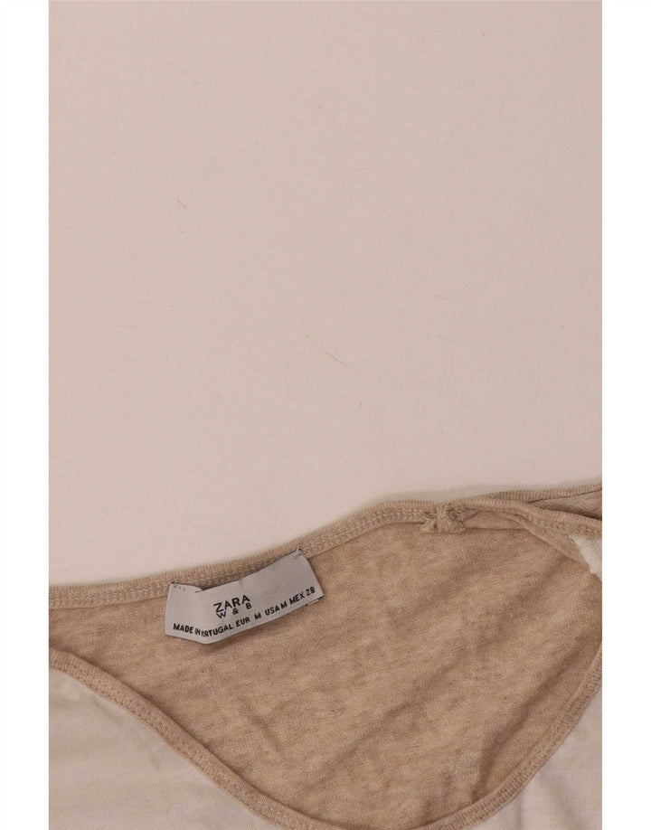 Zara Womens Graphic T-Shirt Top UK 14 Medium Blanc Colorblock