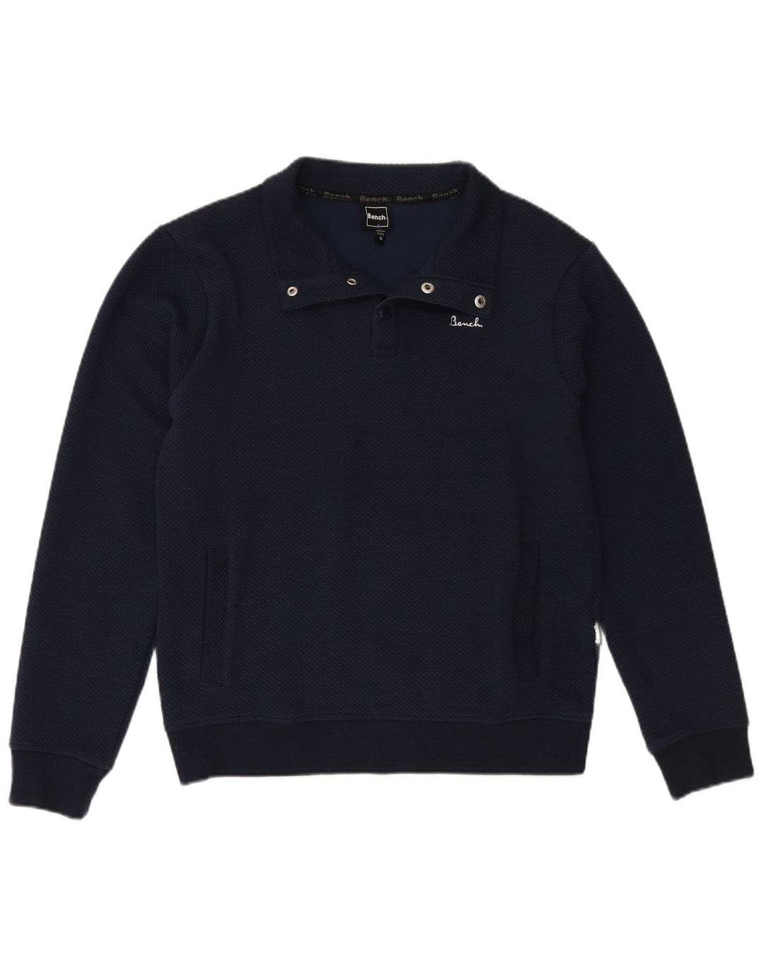 BENCH Sweat-shirt à col boutonné pour homme en polyester bleu marine moyen