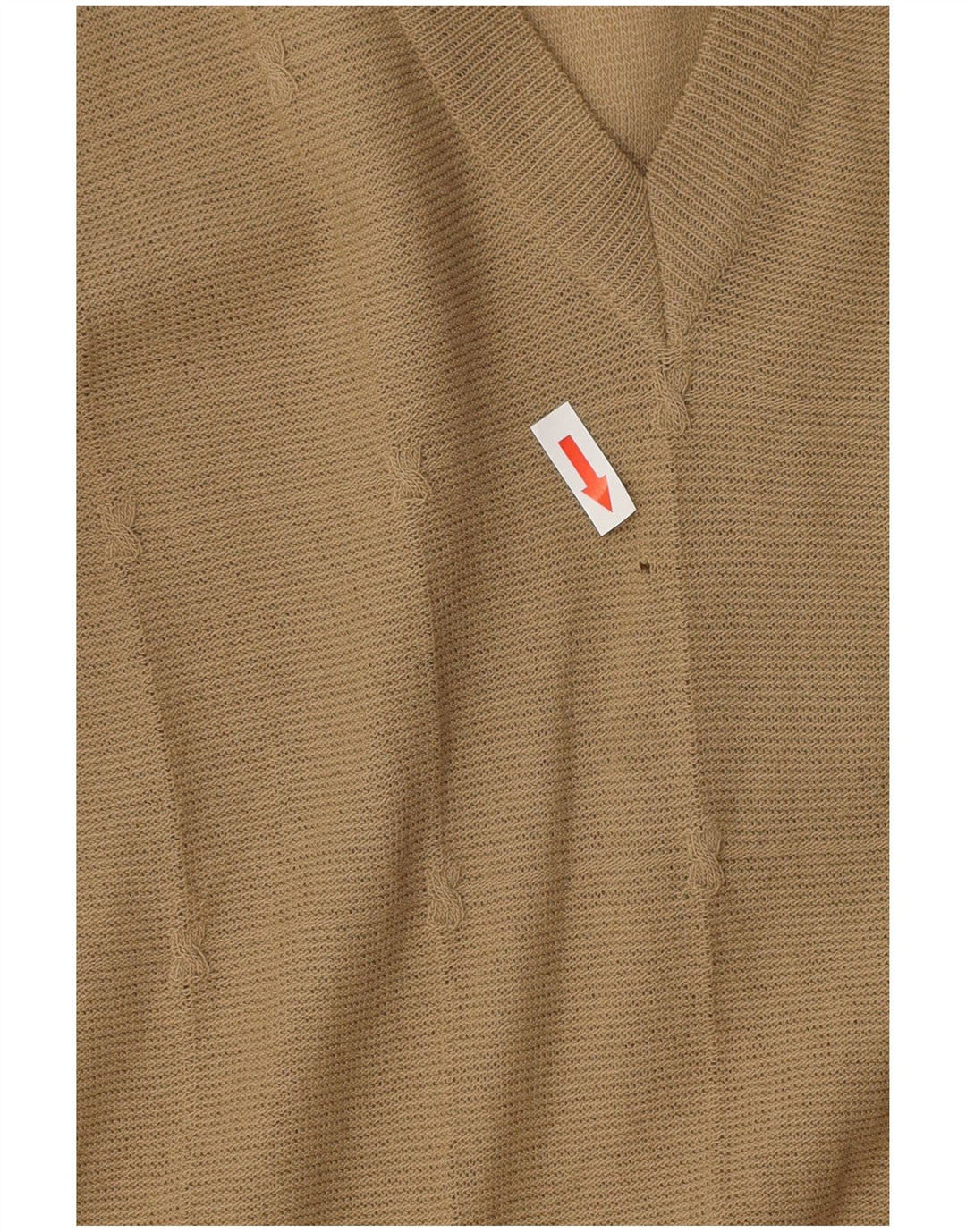 VINTAGE Pull col V Femme UK 12 Beige Moyen