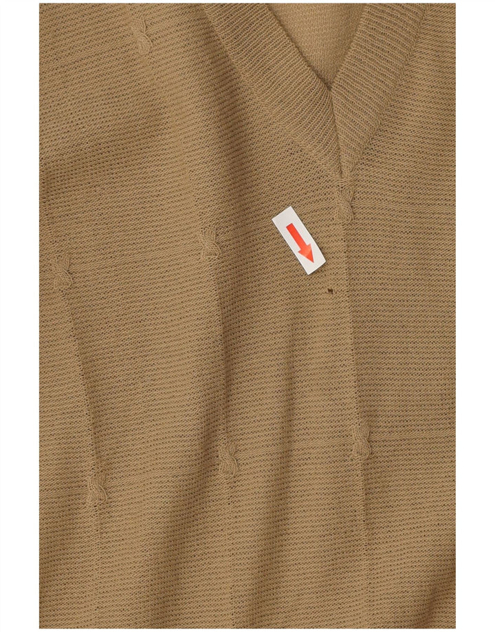VINTAGE Pull col V Femme UK 12 Beige Moyen