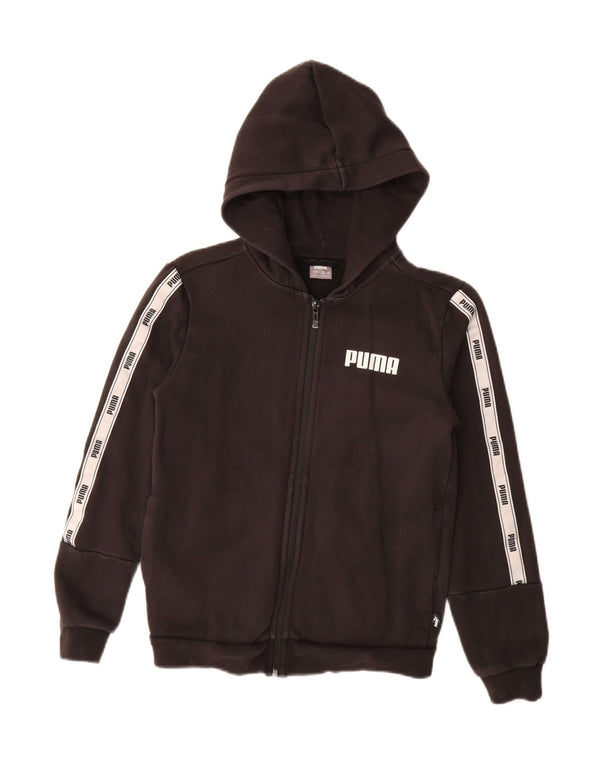 PUMA Sweat à capuche graphique zippé pour garçon 11-12 ans Noir Colorblock Coton