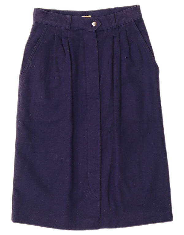 Fiorucci Jupe midi taille haute pour femme IT 40 Small W22 Bleu marine Coton
