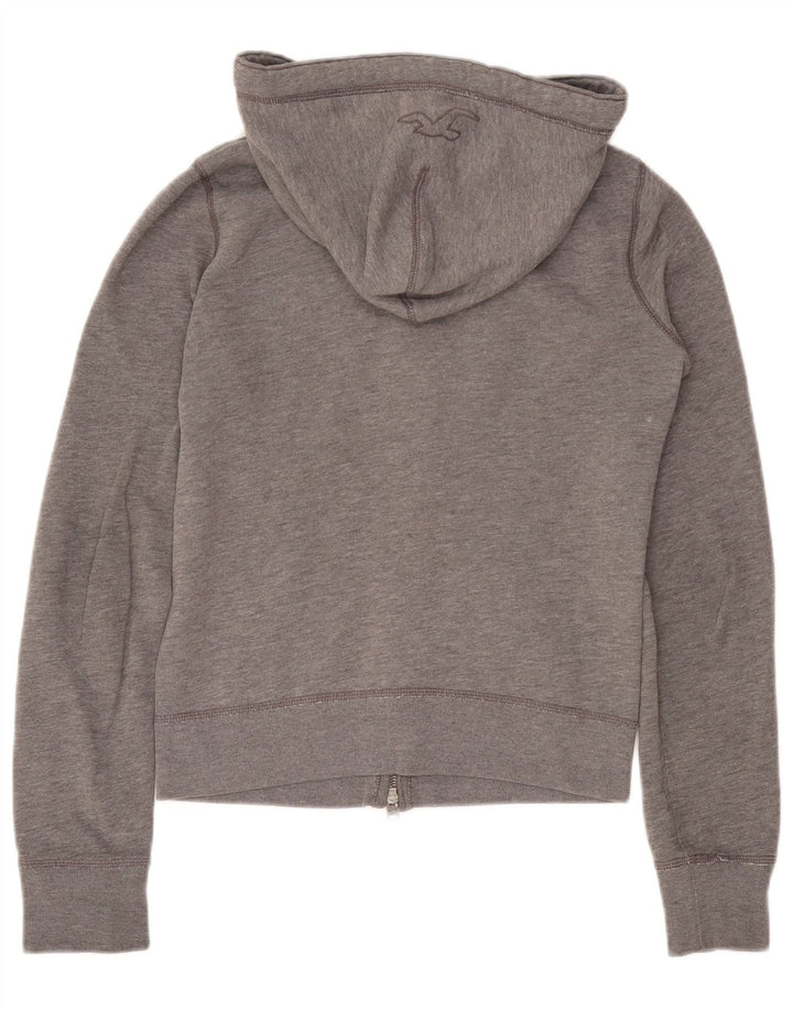HOLLISTER Pull à capuche zippé graphique pour femme UK 10 Small Gris Coton