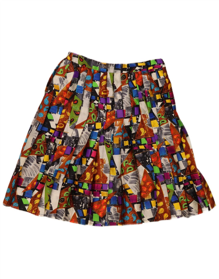vintage Femme Couteau Jupe Plissée W28 Moyen Multicolore